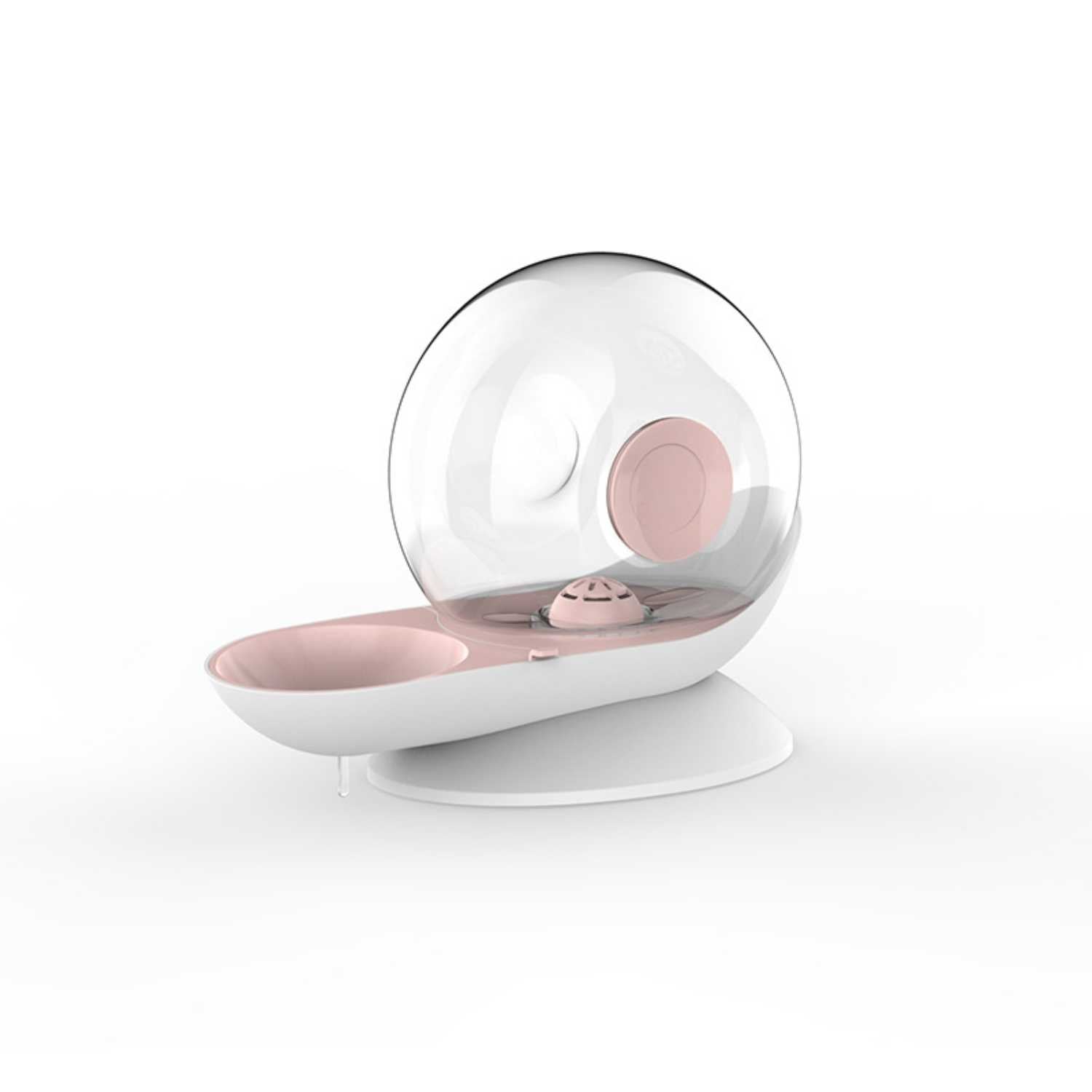 slakken drinkfontein kat roze design met transparante bol